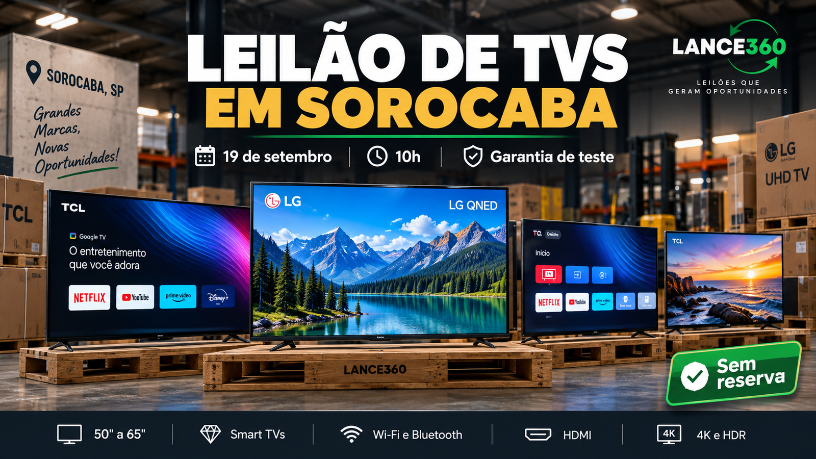 Leilão de TVs em Sorocaba